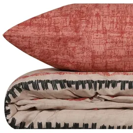 L'essentiel Linge de Maison, Felix - Tile Red, Bettwäsche-Set, Fliese Rot, 100 % BAUMWOLLE RANFORCE, 240 x 220 cm - Weiß/Gelb