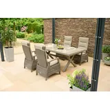 Siena Garden Garten-Essgruppe SIENA GARDEN "»Corido Move« mit Sincro Ausziehtisch", grau (taupe, taupe, taupe), B:100cm H:109cm T:200cm, Aluminium, Keramik, Kunststoff, Sitzmöbel-Sets, 4x Sessel, AZ-Tisch: 100x 200-260x 77 cm