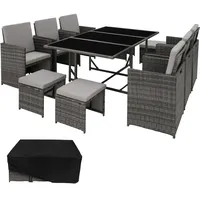 Tectake Rattan Sitzgruppe 6+4+1 mit Schutzhülle