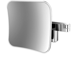 Emco Evo LED Kosmetik- und Rasierspiegel am Doppelgelenkarm, eckiger Kosmetikspiegel mit Beleuchtung zur Wandmontage, dimmbarer Vergrößerungsspiegel (5-Fach)