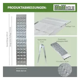 Baumarktplus TRUTZHOLM 1 x Auffahrrampe klappbar 226 cm Traglast 680 kg Alu grau Motorradrampe Verladerampe