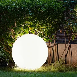 Expo Börse Solarlampe Solarleuchte Kugelleuchte Gartenlampe Kugellampe Wegeleuchte, Erdspieß IP44 Wetterfest Akku, weiß silber, 4x LED warmweiß