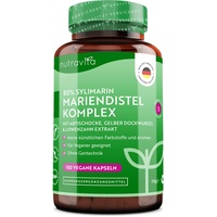 Mariendistel Komplex - 150 Vegane Kapseln - 80% Silymarin Anteil - 5 Monatsvorrat - Laborgeprüft (Wirkstoffgehalt & Reinheit) - Premium Qualität - Hergestellt von Nutravita