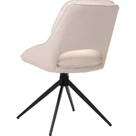 Mendler 6er-Set Esszimmerstuhl HWC-N73, Küchenstuhl, drehbar Auto-Return, Stoff/Textil Boucle (540g/m2) creme