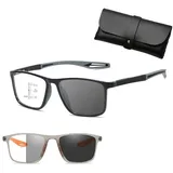 Generisch Sports Tr Lesebrille mit quadratischem Rahmen, ultraleicht, Anti-Blaulicht, Lesebrille Herren, Ultraleichte Lesebrille für Herren, Blend- und ermüdungsfrei (Gray,1.5 x) - 1.5 x
