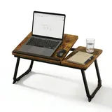Relaxdays Laptoptisch für Bett & Couch, klappbarer Betttisch, höhenverstellbar, Betttablett, Metall, Dunkelbraun/schwarz