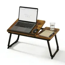Relaxdays Laptoptisch für Bett & Couch, klappbarer Betttisch, höhenverstellbar, Betttablett, Metall, Dunkelbraun/schwarz
