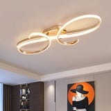 Bellastein LED Design Deckenlampe Modern Wohnzimmer Pendelleuchte Dimmbar Esszimmer Hängelampe Metall Chrom Deckenleuchte für Esszimmer Schlafzimmer Wohnzimmer (Gold, ‎L60cm)