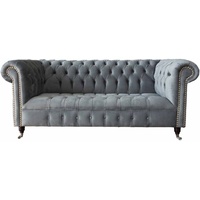 JVmoebel Chesterfield-Sofa, Sofa Chesterfield Klassisch Design Wohnzimmer Sofas Textil grau