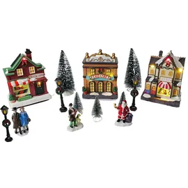 Bambelaa! Weihnachtsstadt 8-14cm Winterdorf Weihnachtsdorf Weihnachtsszene Weihnachten LED Beleuchtet Warmweiß Innen (1, 14 TLG.)