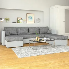 Vicco XXL Ecksofa mit Schlaffunktion Hellgrau - Couch Ecksofa Schlafsofa Taschenfederkern Polstereck