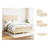 vidaXL Boxspringbett mit Matratze Creme 140x200 cm Stoff