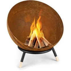 Blumfeldt Fireball Rust Feuerschale 60 cm Ø kippbare Rost-Finish Rost / Holz Rost / Holz