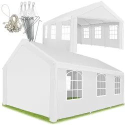 tectake® Pavillon, 6 x 4 m, Klicksystem, inklusive Spannseilen und Heringen