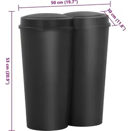 vidaXL Duo Mülleimer Schwarz 50 L