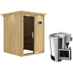 KARIBU Sauna »Ogershof«, inkl. 3.6 kW Saunaofen mit externer Steuerung, für 3 Personen - beige