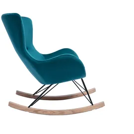 miliboo Design-Schaukelstuhl Velours petrol