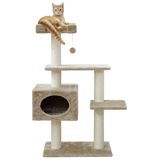 Kerbl Pet Pet Kratzbaum Emmy, Katzenbaum für kleine bis mittelgroße Katzen, Mit Natursisalsäulen/Liegebett/Höhle/Spielball, 58x38x133 cm, Beige