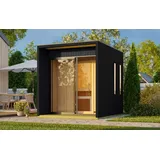 Saunahaus Gartensauna Außensauna Catalina 220x288cm schwarz +LAGERABVERKAUF+