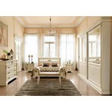 JVmoebel Schlafzimmer-Set Bett + 2x Nachttisch 3 tlg. Schlafzimmer Set Schlafzimmer Barock Weiß, Made in Europa weiß