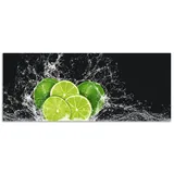 ARTland Küchenrückwand »Limone mit Spritzwasser«, (1 tlg.), Alu Spritzschutz mit Klebeband, einfache Montage grün