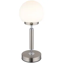 Tischlampe Nachttischlampe Touchdimmer Akku LED Wohnzimmerlampe silber H 28,5cm
