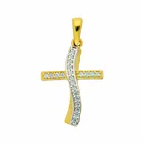 Kettenanhänger ADELIA ́S "Kreuzanhänger 333 Gold ( 8K ) mit Zirkonia", silber, Schmuckanhänger, Damen, mit Zirkonia, Gold, Kettenanhänger, Goldanhänger Kreuz