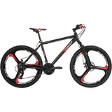 WYLD "Mountainbike Hardtail 26'' Sharp Schwarz-Rot 21 Gänge RH 46 bzw. 51cm" Gr. 46, schwarz (schwarz, schwarz), Fahrräder, 46cm, 26 Zoll (66,04cm) hinten: 26 Zoll (66,04cm)