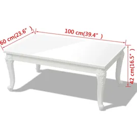 vidaXL Couchtisch Weiß MDF 100 x 60 x 42 cm
