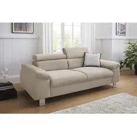 3-Sitzer COTTA "Komaris" Sofas Gr. B/T: 193cm x 104cm, Microfaser PRIMABELLE, mit Kopfteilverstellung, beige inklusive Kopfteilverstellung, moderner chromfarbener Fuß