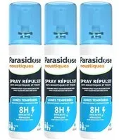 Parasidose Moustiques Zones Tempérées Spray Répulsif 3x100 ml