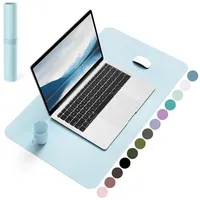 LuxusKollektion Schreibtischunterlage Schreibtischunterlage Mauspad Leder Wildleder Office Hellblau 60*35cm blau