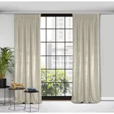 Design91 Vorhang Samtvorhänge 140x270 cm 135x300 cm (1 St), Kräuselband, blickdicht, Samt, Wohnzimmer Tunnelzug beige 140 cm x 270 cm