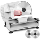 Allesschneider Brotschneidemaschine, Klingen für den Heimgebrauch, 200 Watt Elektrisch mit 0-15 Präziser Dickenknopf Schnitt, Silber - Silber