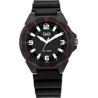 Q&Q Klassische Uhr 10 ATM Silikonarmband Schwarz/Rot