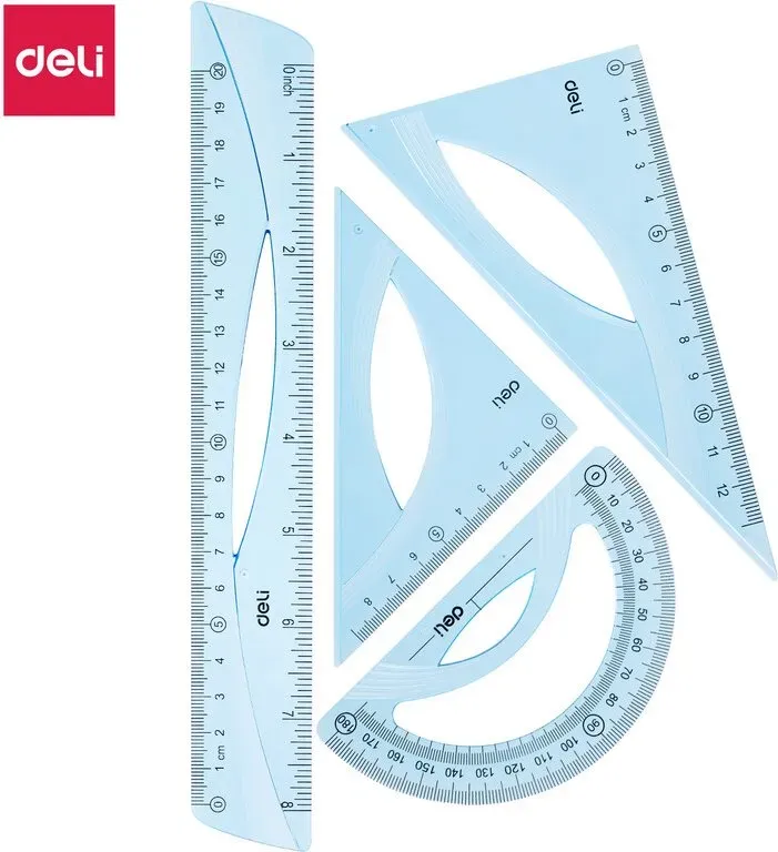 Deli Blauer Lineal-Set, Geometrie-Zeichengeräte, 1-Stück