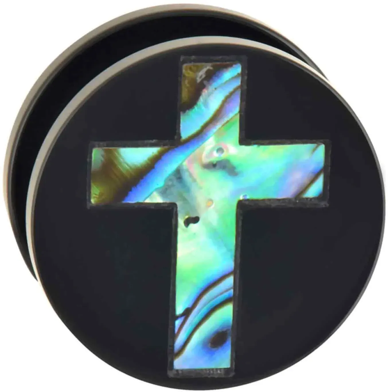 Acryl Plug mit Abalone-Muschel KREUZ