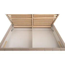 moeblo Polsterbett Bett 03 – Doppelbett mit Kopfstütze, Rahmenbettgestell, Bettkasten, Lattenrost und gepolstertem Kopfteil, Double - 140x200 - ... - Hellrosa