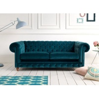 JVmoebel Chesterfield-Sofa, Chesterfield Design Polster Luxus Sitz Sofa Couch Leder blau