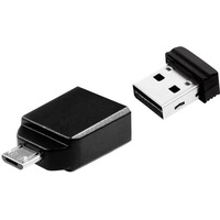 Verbatim Nano Store N GO USB-Zusatzspeicher Smartphone/Tablet Schwarz 8 GB USB 2.0, Micro USB 2.0