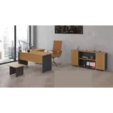 JV Möbel Büroeinrichtung Arbeitszimmer Set Büromöbel Chef Schreibtisch Schrank