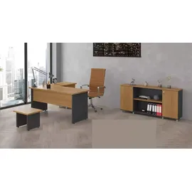 JV Möbel Büroeinrichtung Arbeitszimmer Set Büromöbel Chef Schreibtisch Schrank
