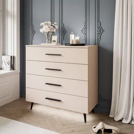 lookway KOMMODE AURA KASCHMIR 4S mit Schubladen Schwarze Beine und Griffe
