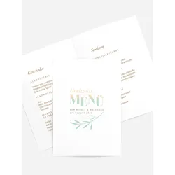 Menükarten zur Hochzeit selbst gestalten mit Spruch und Fotos im Onlinedesigner bei Meine-Kartenmanufaktur.de