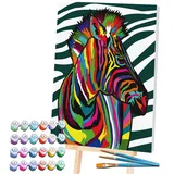 Splat Planet Zebra-Malen nach Zahlen, gerahmt, fluoreszierende Neonfarbe, Malen nach Zahlen, Malen für Wandkunst, Malen nach Zahlen, Malen nach Zahlen auf Leinwand, Malen nach Zahlen für Erwachsene, Kinder. 30 x 40 cm