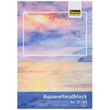 IDENA 68162 - Aquarellmalblock A4 mit 30 Blatt cremefarbenem, dickem Papier zu 300g/qm, Zeichenblock für Wasserfarben & Aquarelle