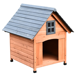 PawHut Hundehütte im Kabinenstil natur 81,3 x 91,5 x 98,5 cm (LxBxH)   Hundehaus Hundehöhle Hütte für Hunde Hundeholzhütte