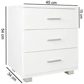 Wohnling Nachtschrank Latina 45 x 34 x 54 cm Weiß