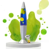 AONESY Lavalampe 34cm Dunkelblaues Flüssigkeit & Gelbes Wachs Lavalampe Kinder Nachtlicht Buntes Licht Lampe Geschenk für Weihnachten Geburtstag