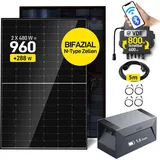 960W Balkonkraftwerk mit Speicher, Balkonkraftwerk 800W Komplett Steckdose mit anker solix solarbank e1600, 1,6KWH Speicher